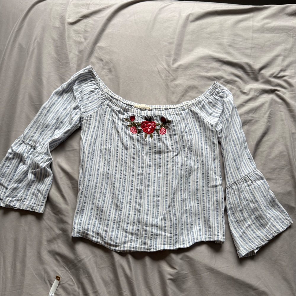La Hearts Blue and White Striped Top